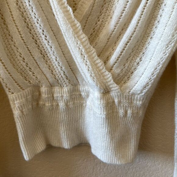 Season Ecru Sweater Knit Faux Wrap Sweater S/M - Picture 8 of 17